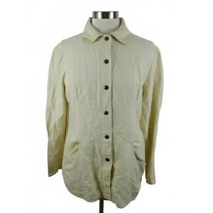 Compagnie Internationale Express Womens Button Up Beige Blazer Blouse Shirt M